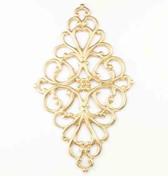 Brass 45x26MM Diamond Filigree