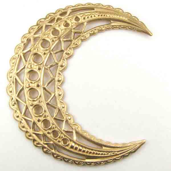 Brass 45x38MM Filigree Crescent