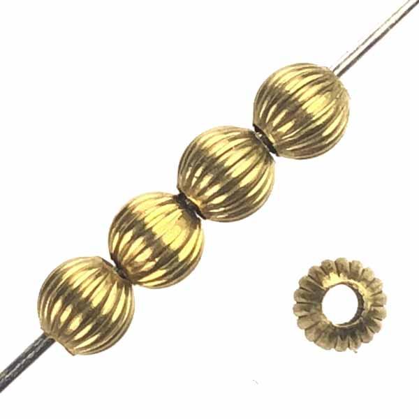 Brass 4MM Corrugated (Melon) Ball Bead