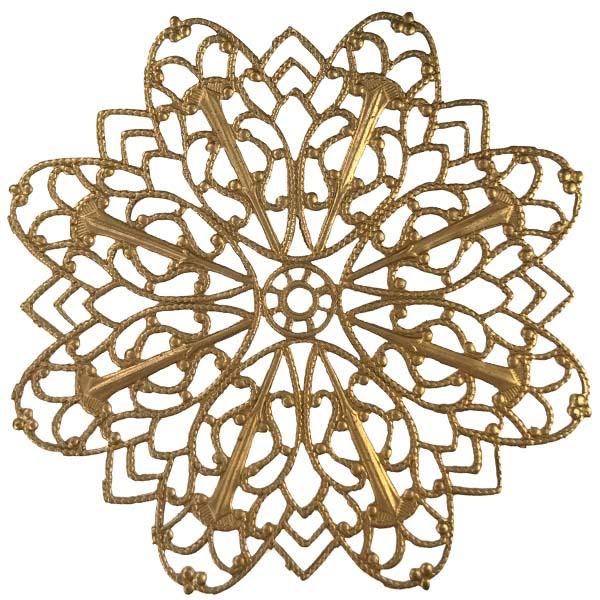 Brass 57MM Round Filigree Flower