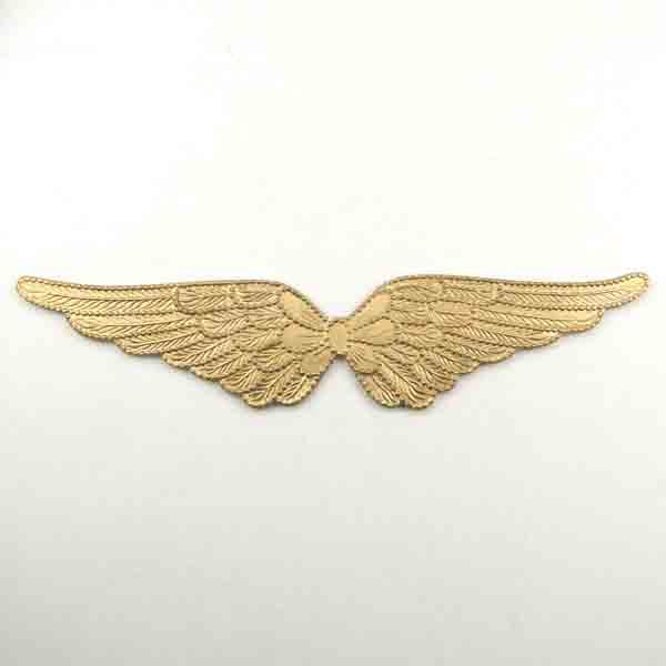 Brass 58X12MM Textured No Hole Paired Wing
