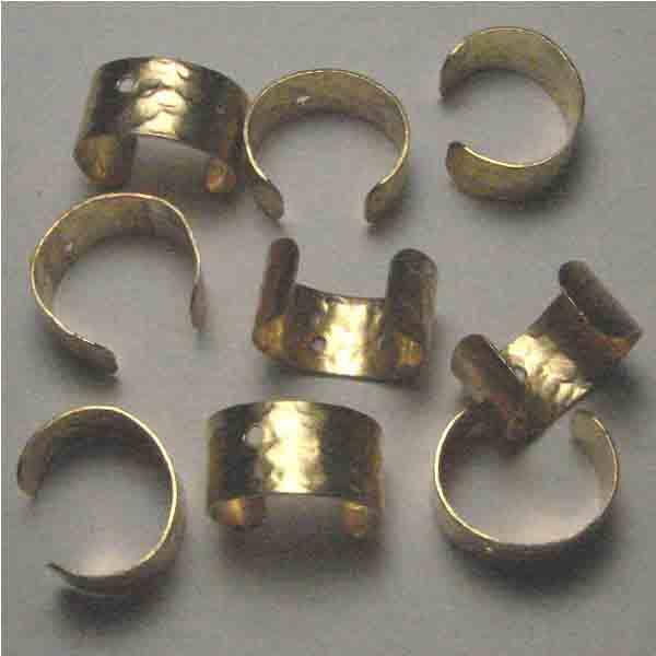 Brass 7MM Wide Hammered Ear Cuff With 1 Hole