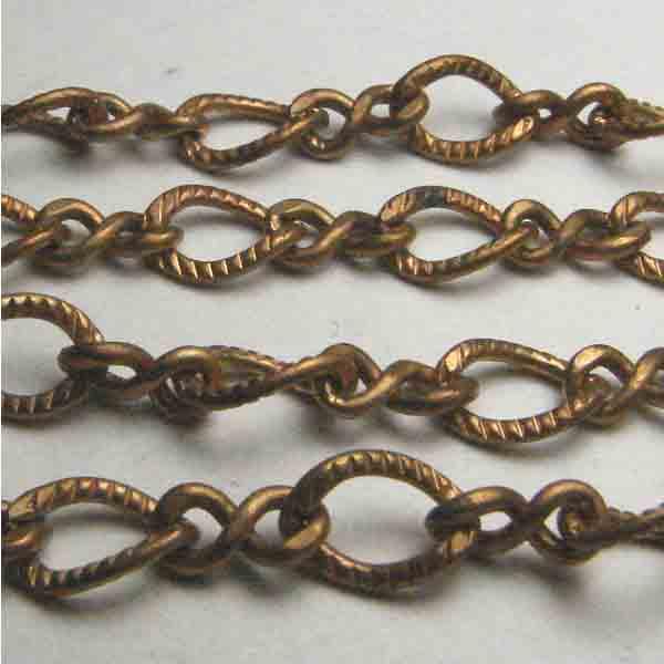 Brass 9x6MM Oval Textured Figure 8 Chain