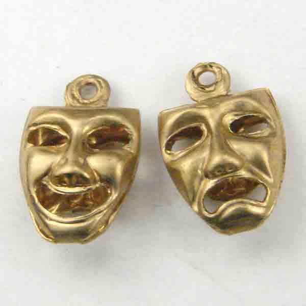 Brass 9x8MM Reversible Comedy/Tragedy Mask