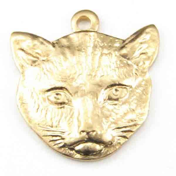Brass Cat Face 14X13MM Diestruck
