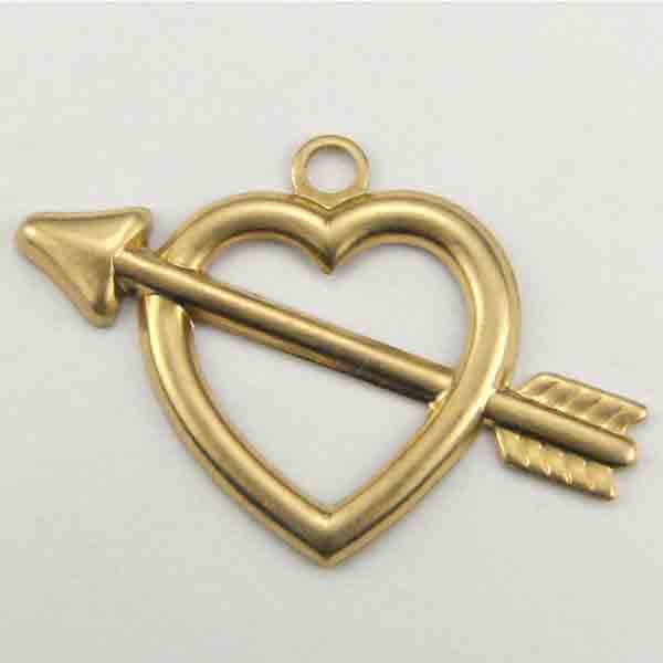 Brass Left Facing 8MM Heart and Arrow