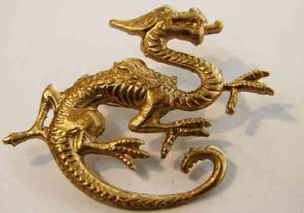 Brass Pronged Metal Dragon 29X35MM