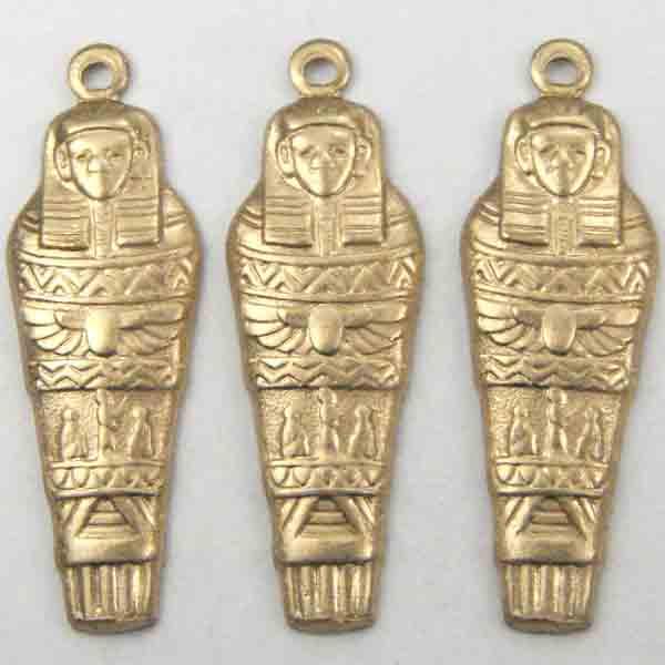 Brass Sarcophagus Mummy Stamping 25x9MM