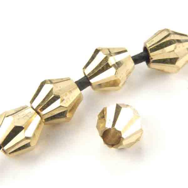 Bright Brass Bicone 6MM Diamond Cut