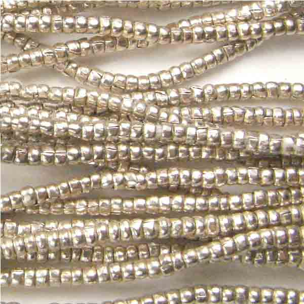 Bright Silver 2MM Handformed African Seed Bead