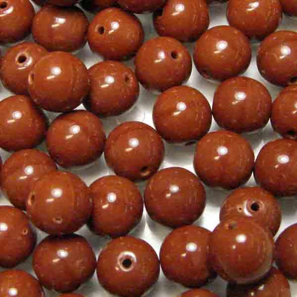 Brown 8MM Opaque Round Druk Ball