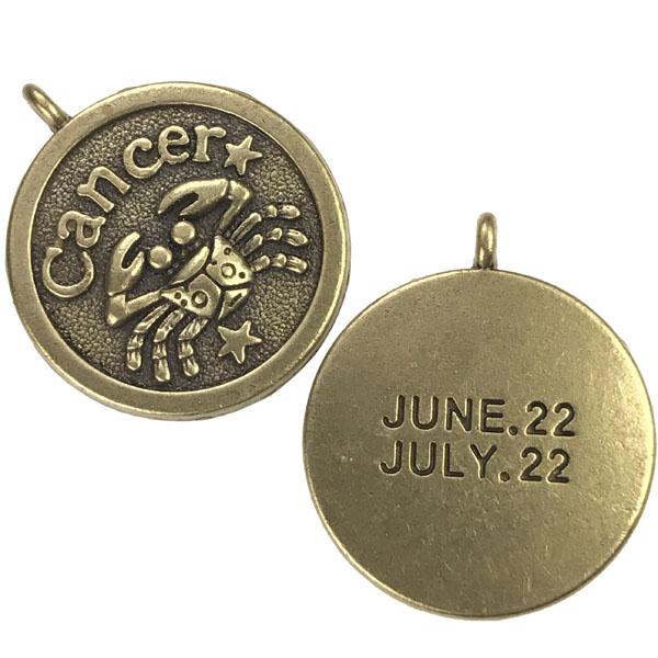 Cancer 24MM Antique Brass Plate Coin Pendant