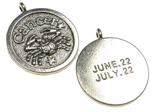 Cancer 24MM Antique Silver Plate Coin Pendant