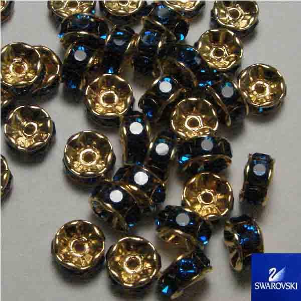 Capri/Gold Swarovski Crystal Rhinestone Rondelle
