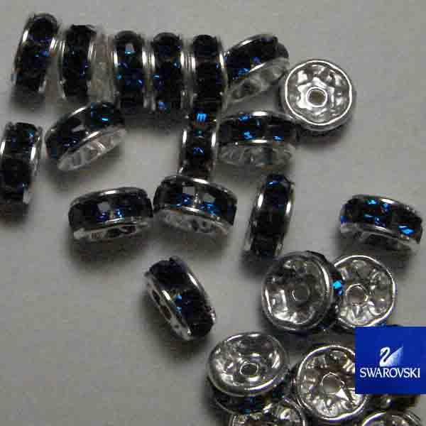 Capri/Silver 7MM Swarovski Crystal Rhinestone Rondelle