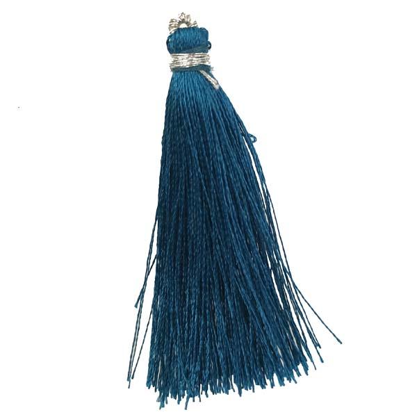 Capri 2 1/8 Inch Silk Tassel With Silver Thread Detail