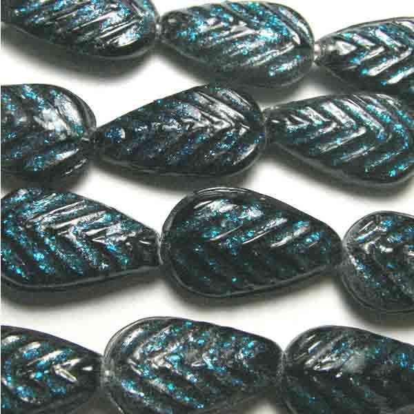 Capriwith Jet Leaf Bead 20x12MM