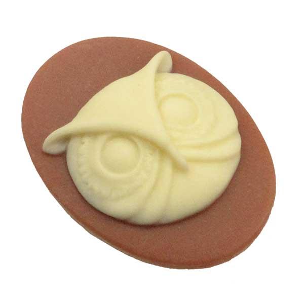 Carnelian With Ivory 25x18MM Owl Cameo