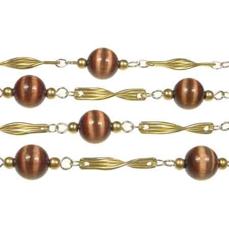 Cinnamon 8mm Cat Eye with Brass Bead chain