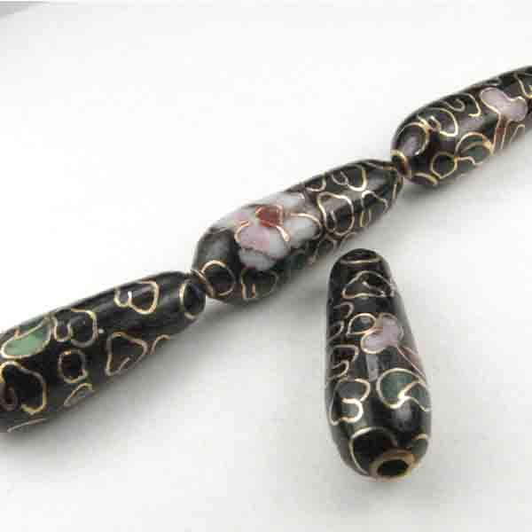 Cloisonne Black W/Multi Colors 20X7MM Tear