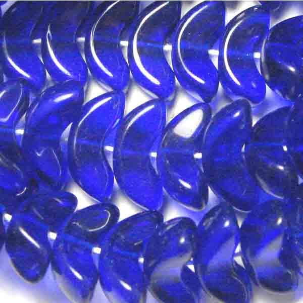 Cobalt 14x6MM Wing Crescent Bead