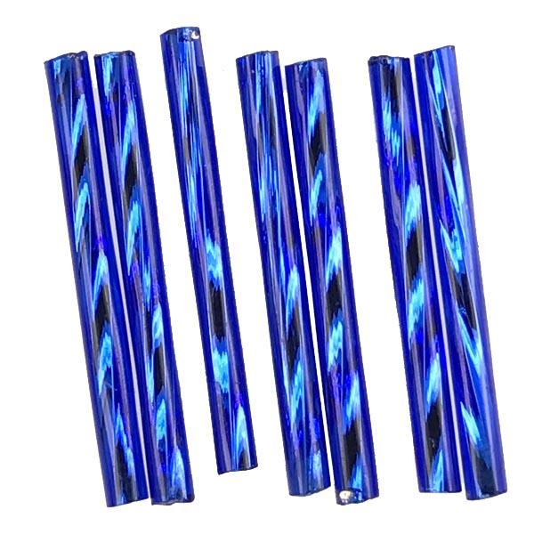 Sapphire Silver Lined 25MM Twisted Bugle