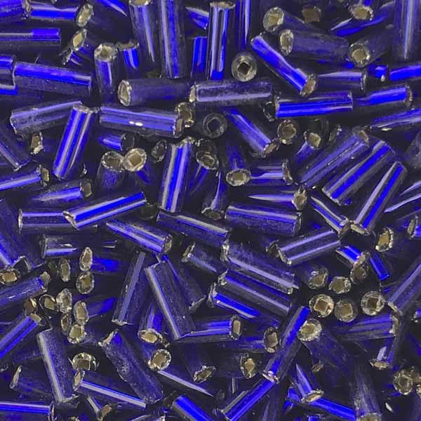 Cobalt Silver Lined Bugle Size 3 (6MM)