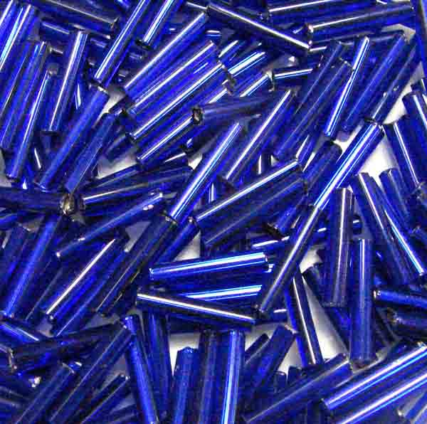 Cobalt Silver Lined Size 5 (12MM) Bugle Bead
