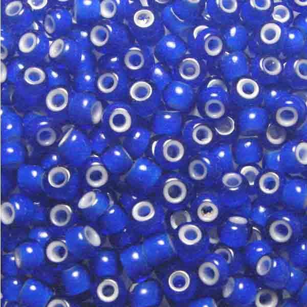 Cobalt White Lined Vintage French 5MM Pony Seed Bead