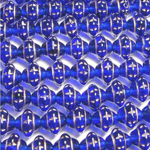 Cobalt with Gold 7MM Lantern Bead