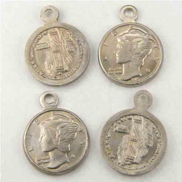 Coin Silver Mercury Dime 10MM Pendant