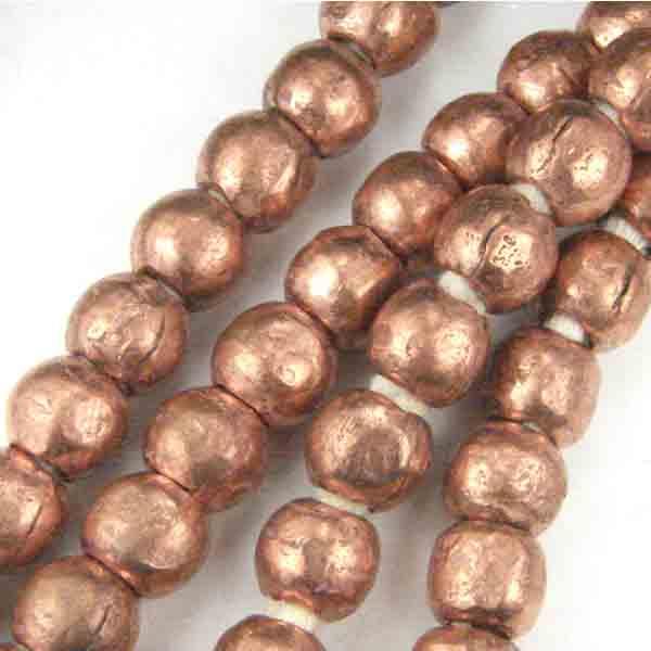 Copper 6-7MM Hand Formed Ball With 2MM Hole