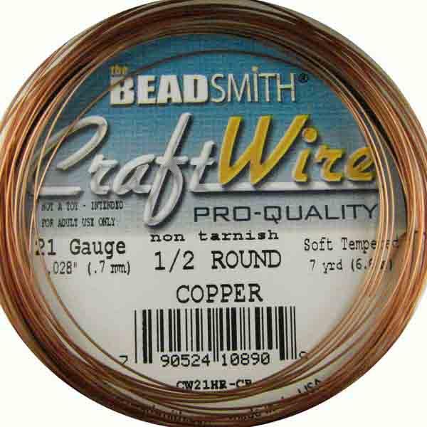 Copper Color 21 Gauge Half Round Wire Shaped Craft Wire