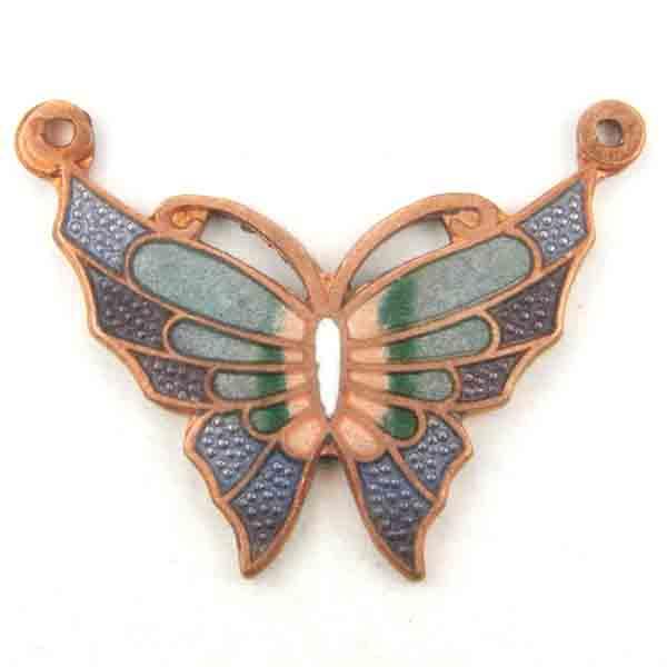 Coppery Brass 30x24MM Enameled Butterfly