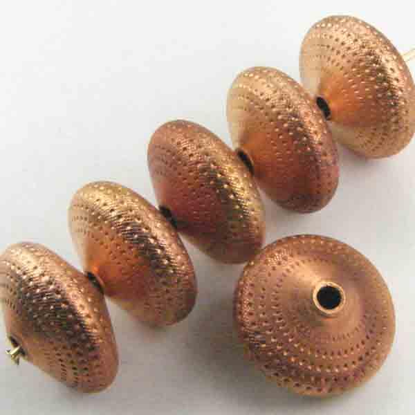 Coppery Brass 8x14 Textured Rondelle