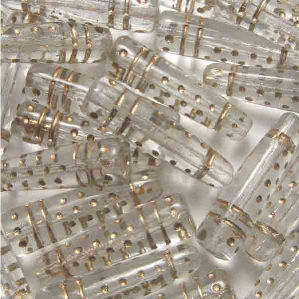 Crystal 23X7MM Bottle Bead With Gold Detail