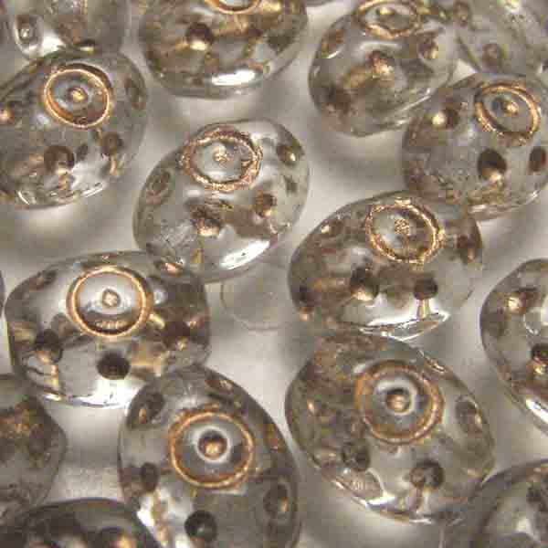 Crystal 9X6MM Oval With Gold Dots And Eye Detail