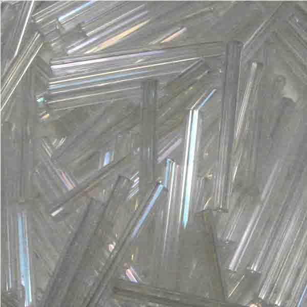 Crystal AB 25x2MM Faceted Bugle