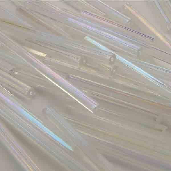 Crystal AB 35x2MM Faceted Bugle