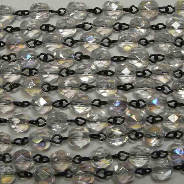 Crystal AB With Black 6MM Fire Polish Bead Chain