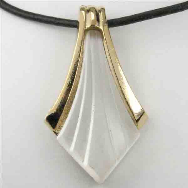 Crystal Matte Glass in Gold Deco Setting 37X20MM Pendant