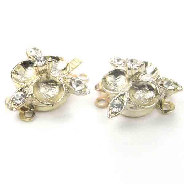 Crystal Rhinestone Clasp with Floral Detail and Settings for 3 stones