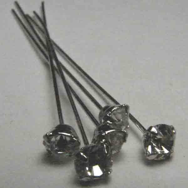 Crystal Rhinestone Silver Plate Headpin