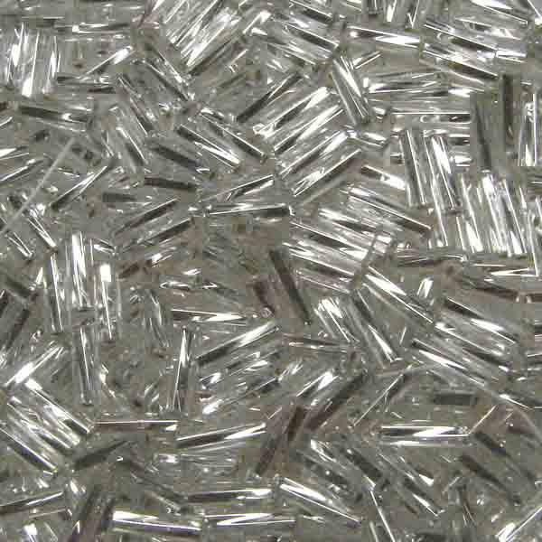 Crystal Silver Lined Sz 3 (7x2MM) Twisted Bugle