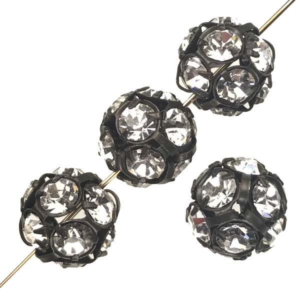 Crystal With Gunmetal Plate 12MM Rhinestone Ball