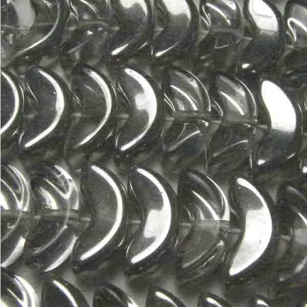 Crystal With Metallic Silver 14x6MM Crescent Wing