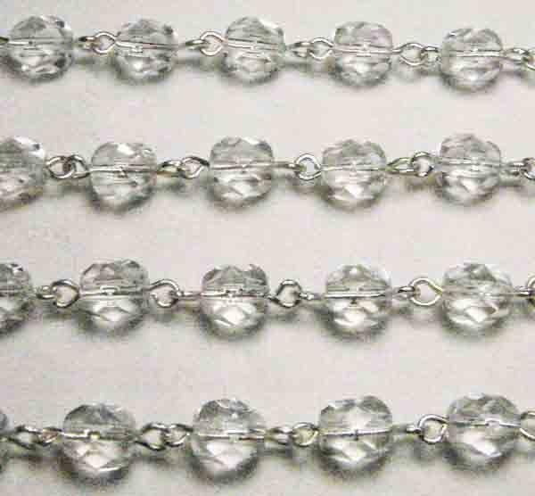Crystal With Silver 6MM Fire Polish Bead Chain