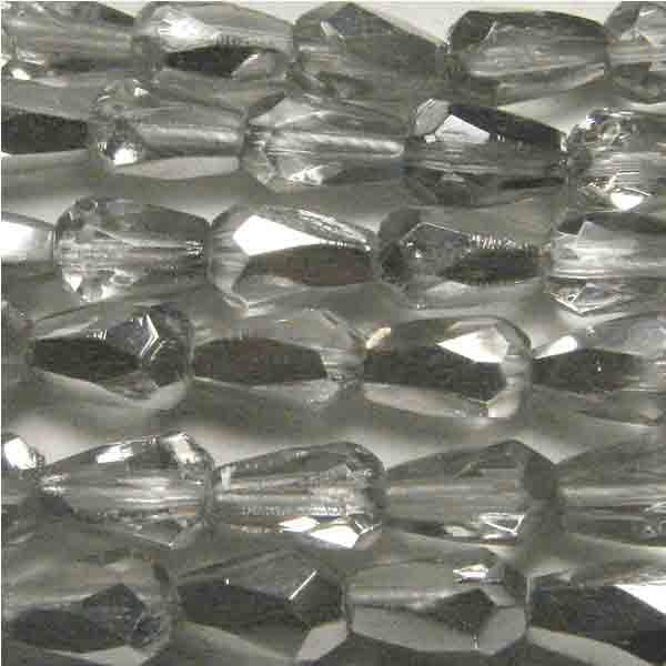 Crystal With Silver 7X5MM Fire Polish Tear