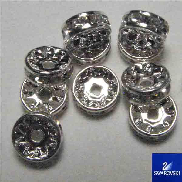 Crystal With Silver 8MM Swarovski Rhinestone Rondelle
