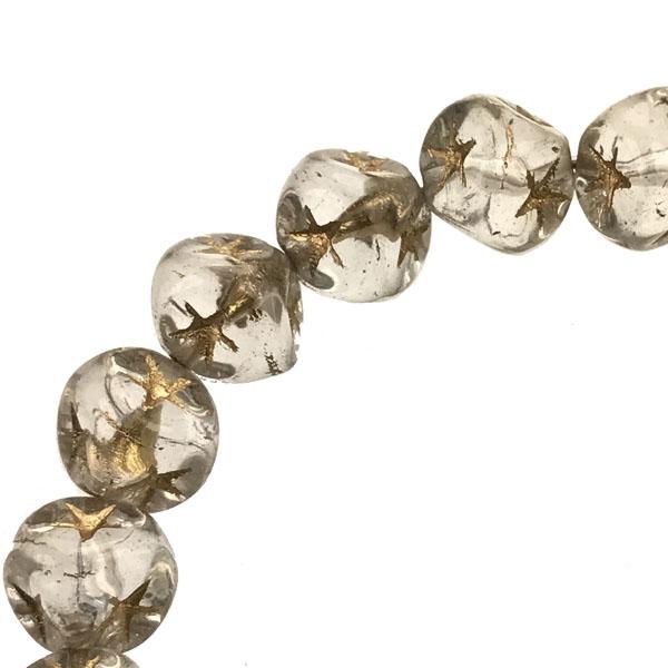 Crystal w/Gold Stars 6MM Cube Corner Hole